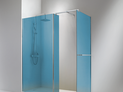 Vidres Fontanet baño con cristales de color azul